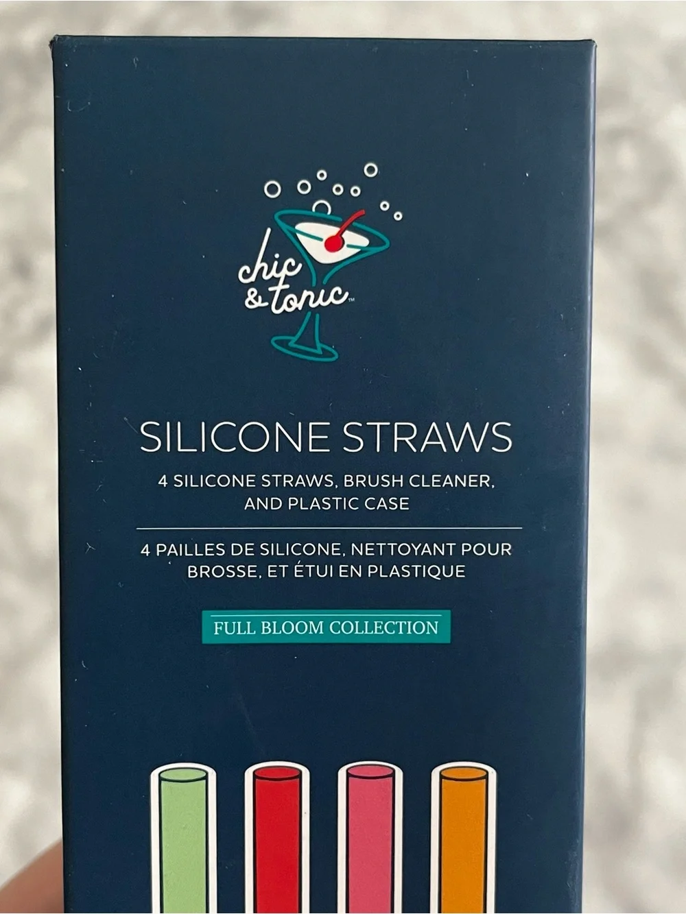 Silicone Reusable Straw Set with Portable Carrier Capsule - Chic & Tonic